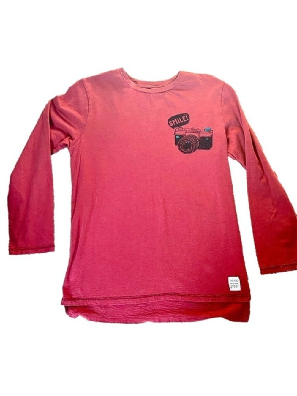 Zara Kids Red Camera Smile Shirt Boys Long Sleeve Size 10
